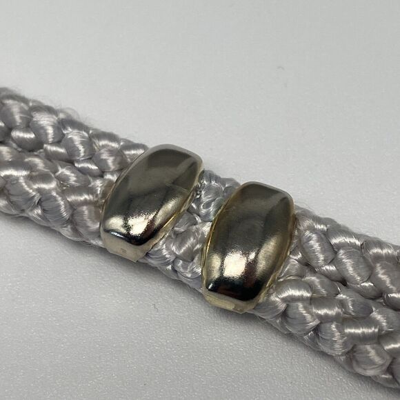 VTG 80s/90s Stretch Waist Belt Braided Cord Gray Cloisonne Butterfly Rose Buckle - Picture 6 of 11